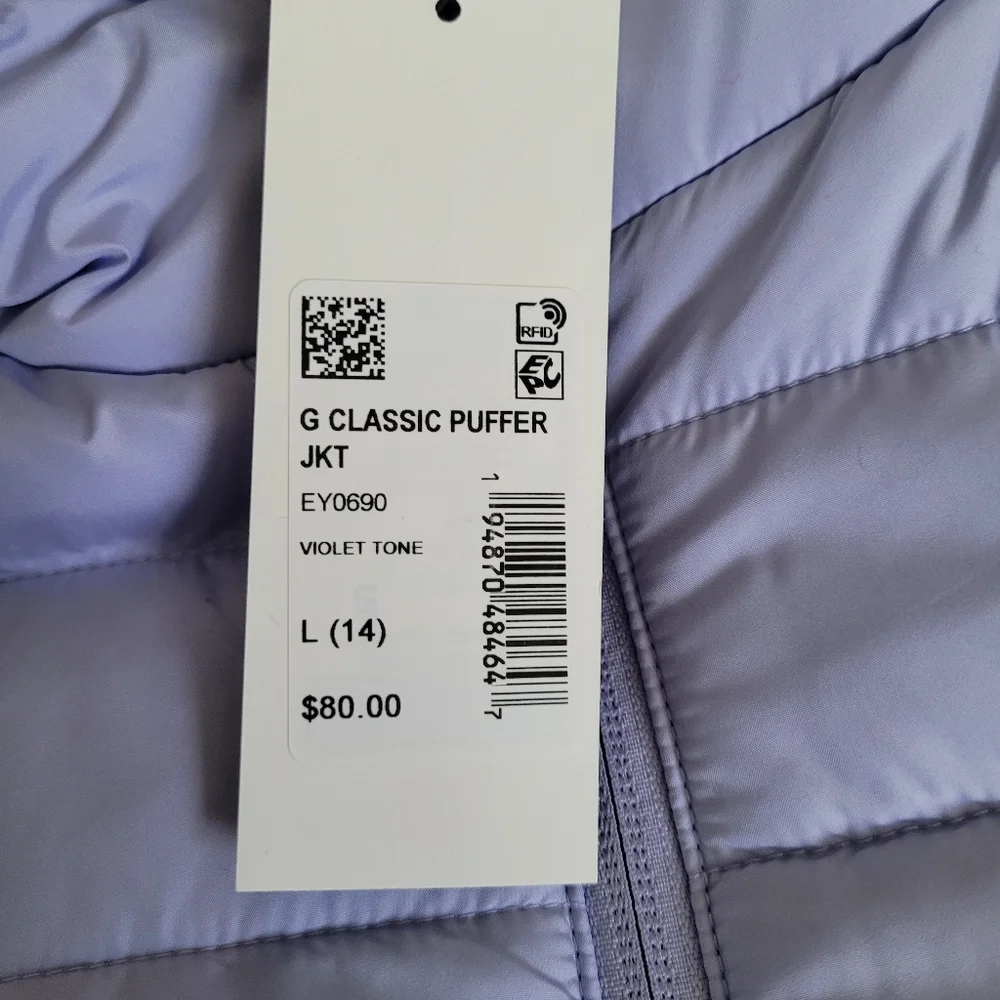 NWT Adidas Girls Classic Puffer Jacket Size L (14)